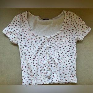Brandy Melville Floral Short Sleeve Top Size 2